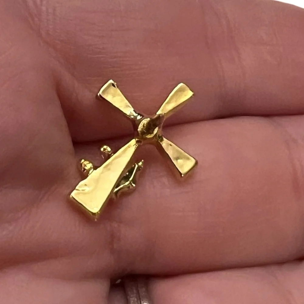 Gold‎ Tone Bundle Cross Heart W/Bird Lapel Pin Religious Christian Brooch Small